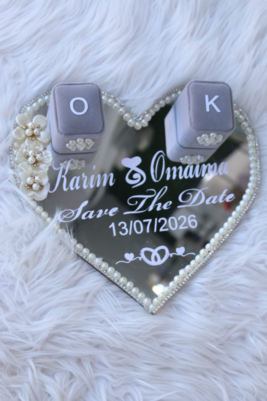 Plateau fiançailles Double bague Coeur